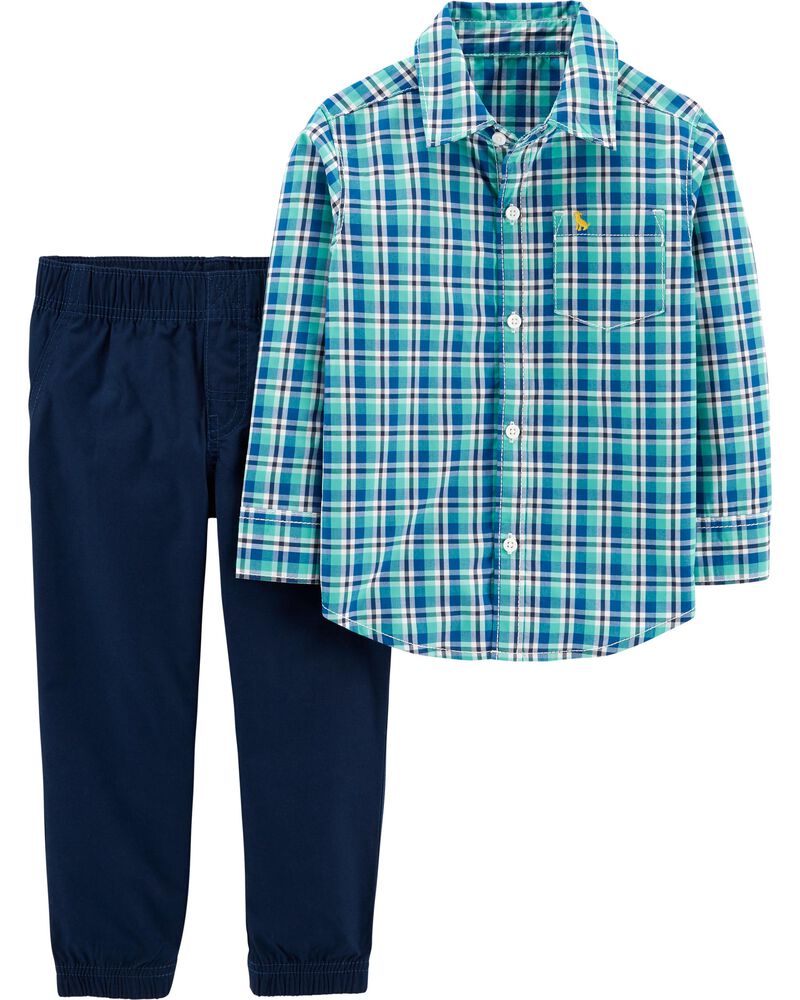 Sizes 3M 6M 9M 12M Carter/'s Baby Boys/' 2 Piece Long-Sleeve Navy Plaid Pant Set
